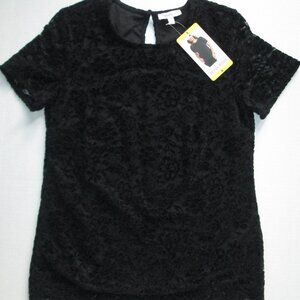 NWT Teddi Rose Ladies' Lace Top Crew Neck Black Velvet Floral Sz S New